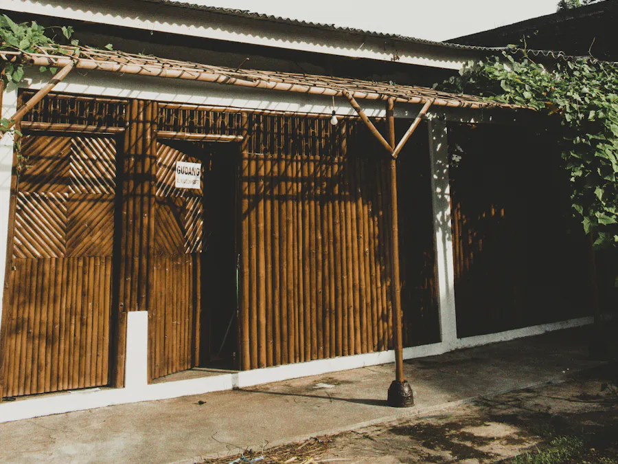 A timber house with a corrugated roof among trees in Indonesia